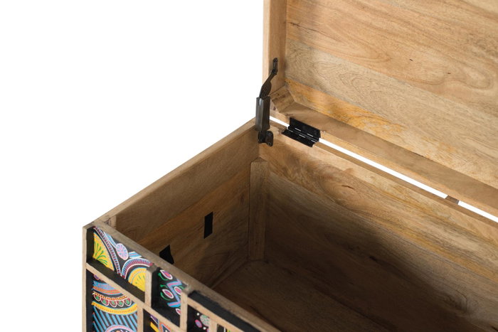GINER Y COLOMER Baúl de Madera de Mango Pintado a Mano Multicolor 33x78x37cm